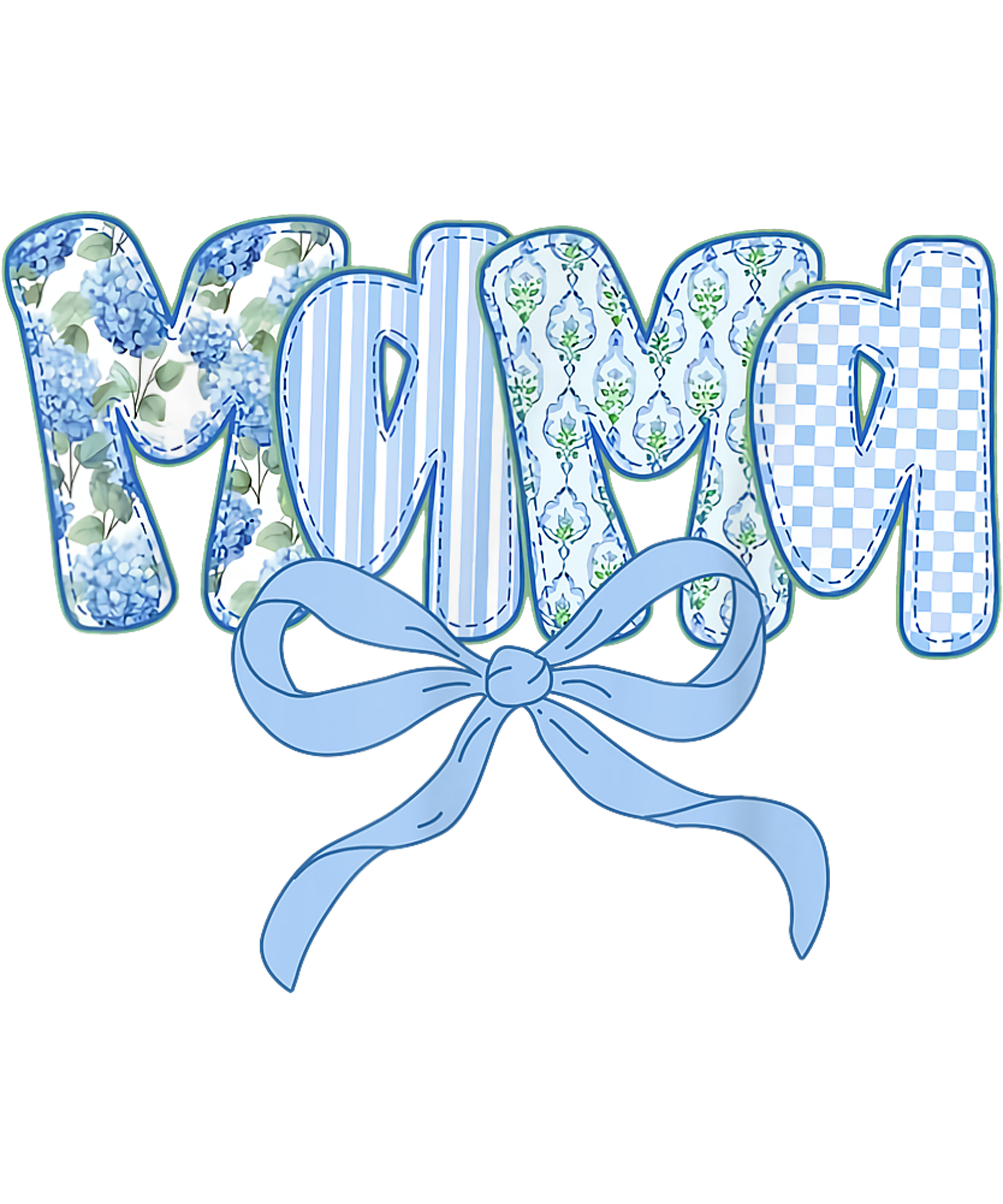 Blue Floral Bow MAMA