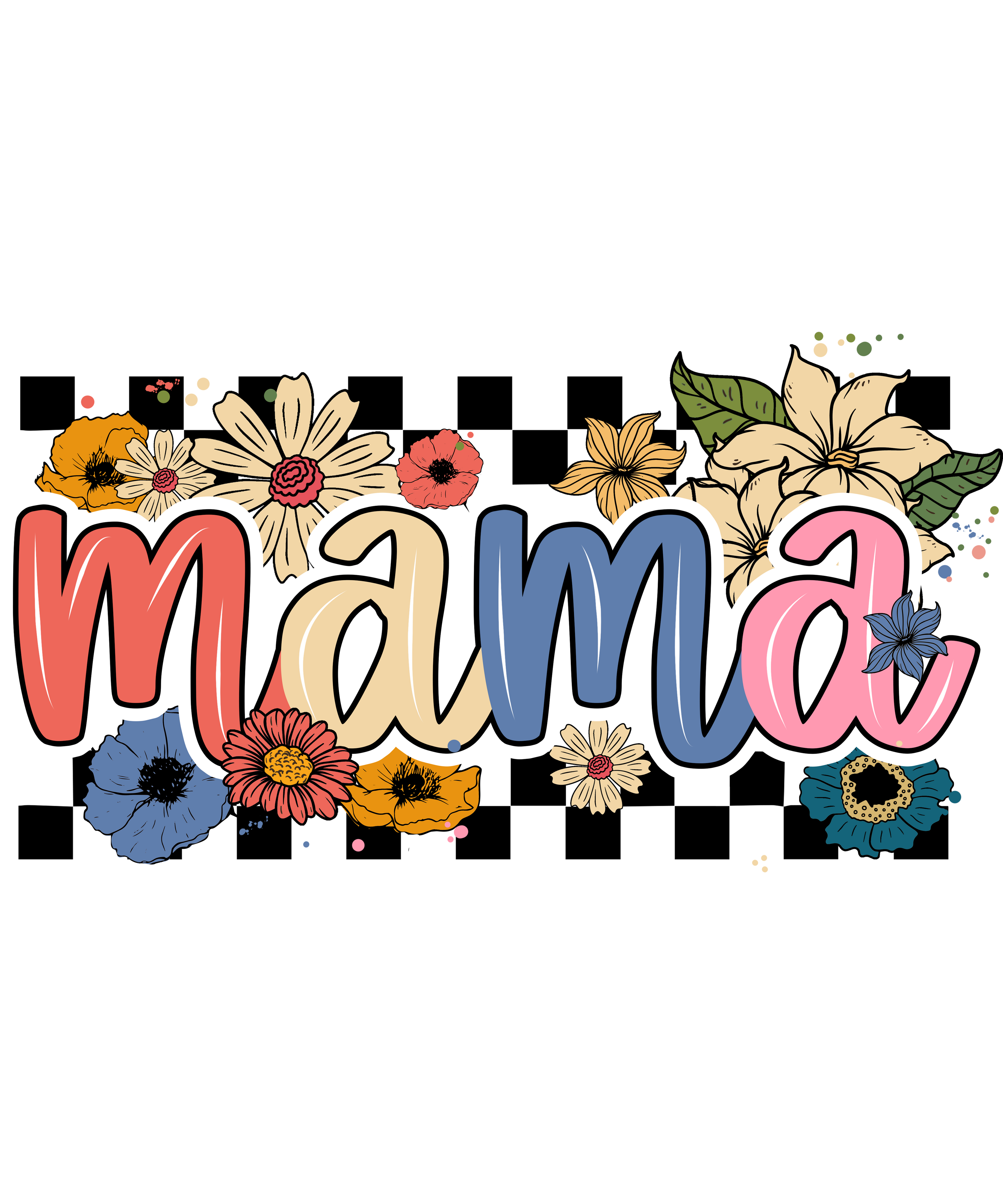 Checkered Background Floral MAMA